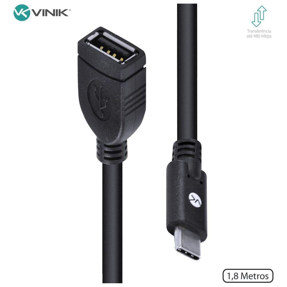 Cabo Usb Tipo C X Extensor Usb A Femea 2.0 1.8m C20uaf2