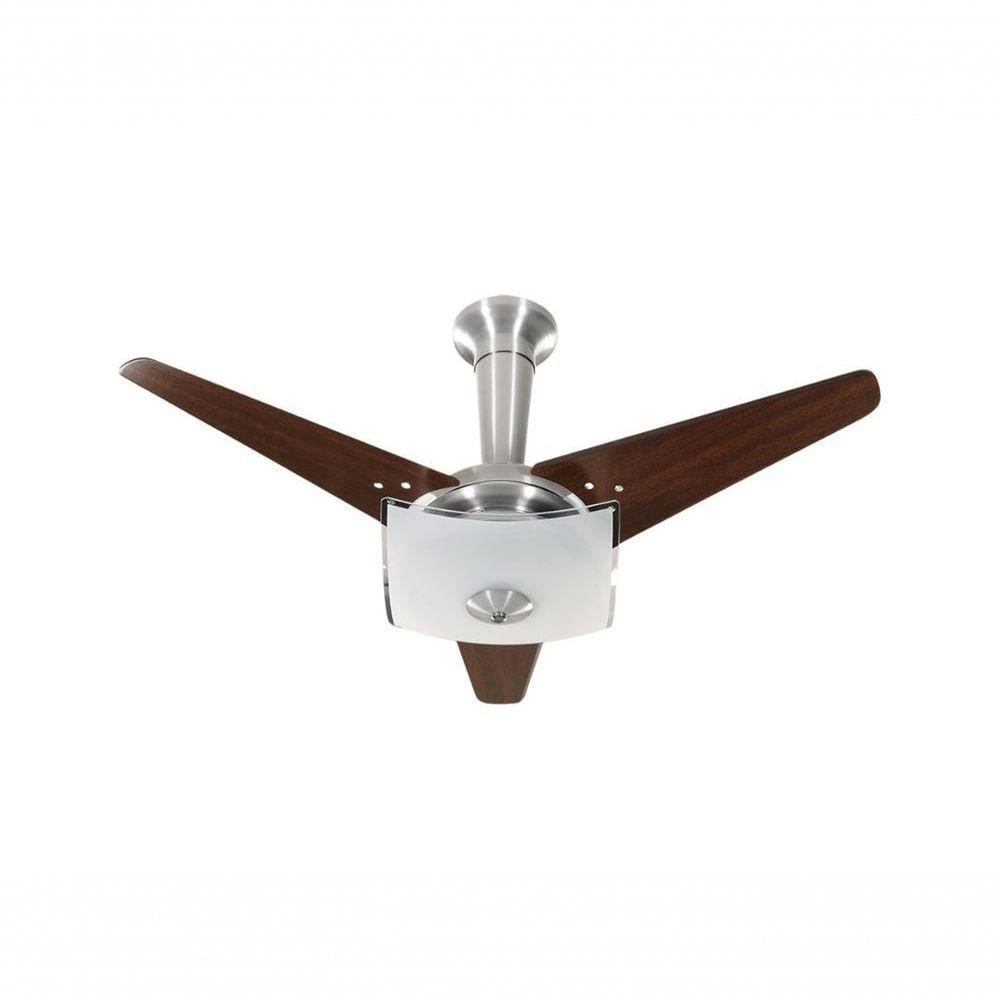 Ventilador De Teto Tron Quadrimax Alumínio Escovado 3 Pás Tabaco 110V