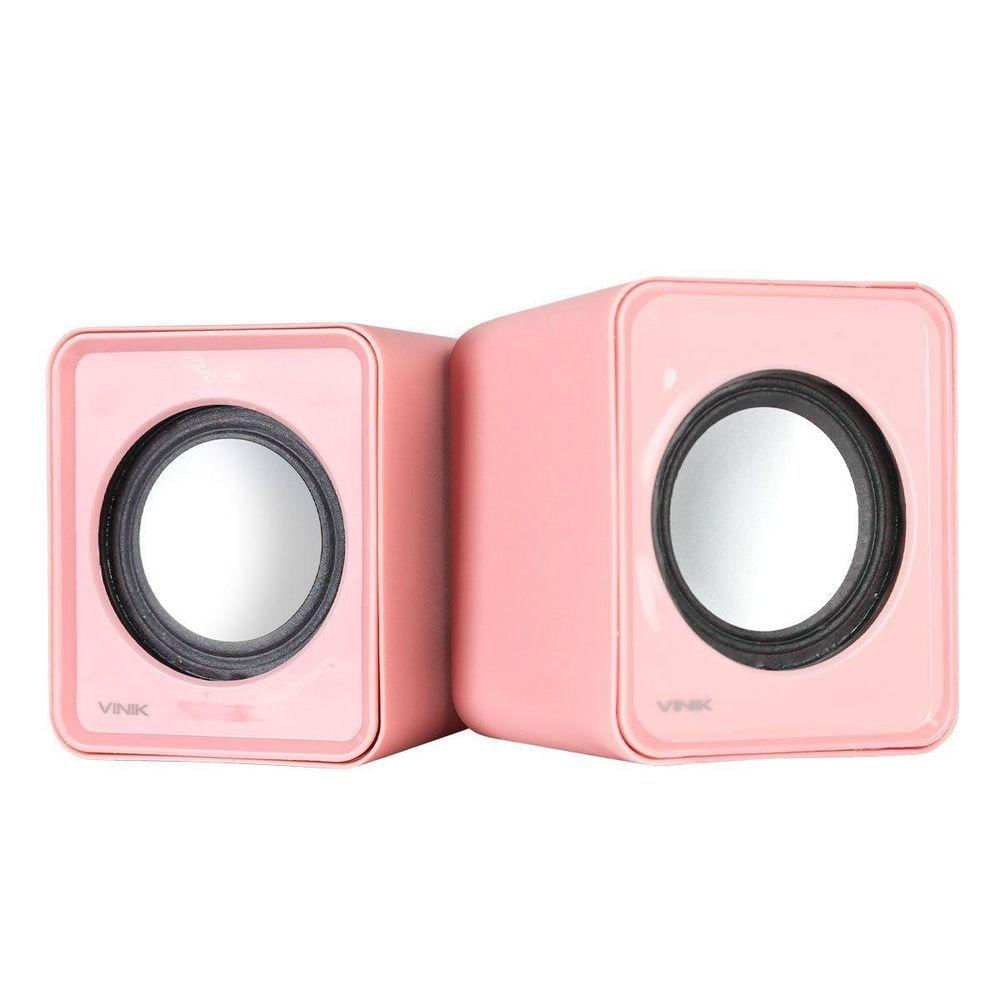 Caixa De Som 2.0 Usb 5v 2x 1w Com Controlador De Volume Rosa