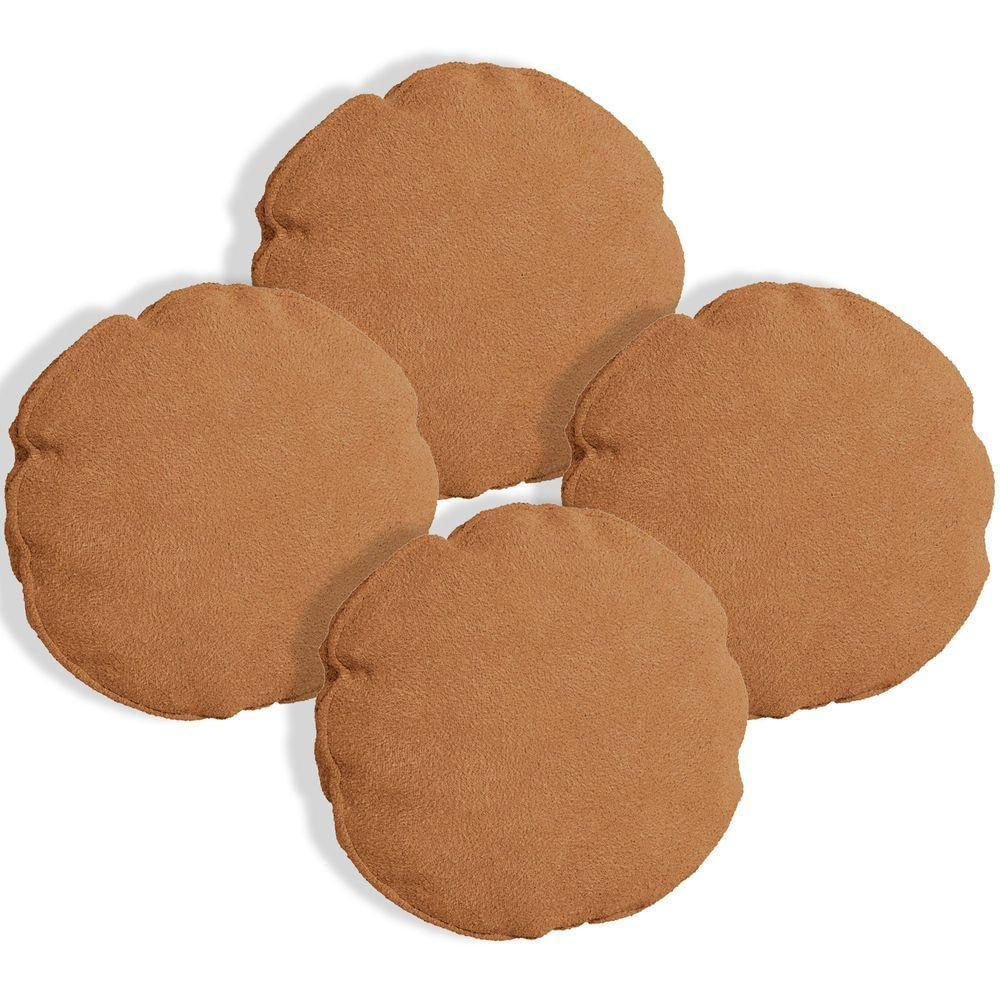 Kit 4 Almofadas Bolacha Redonda Cookie Boucle Terracota