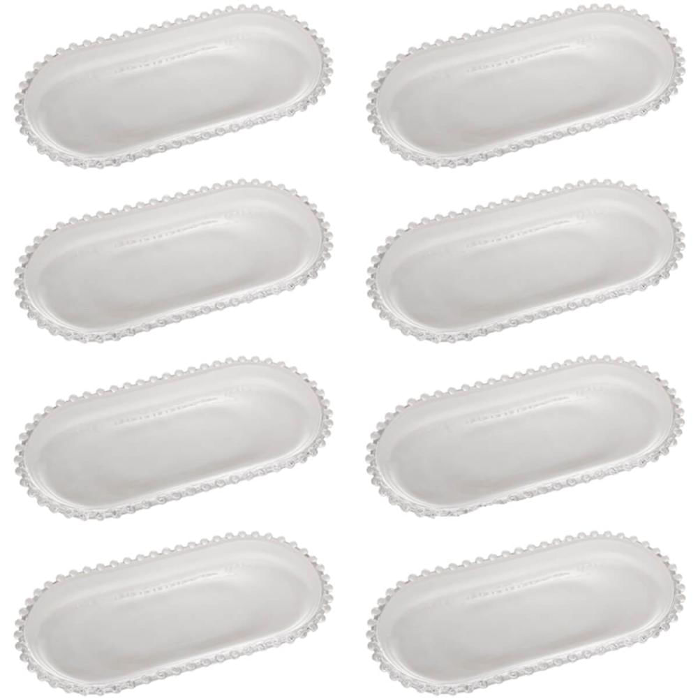 8 Travessas Bandejas de Mesa Cristal Pearl Wolff 30x15x2cm Oval para Buffet Restaurante