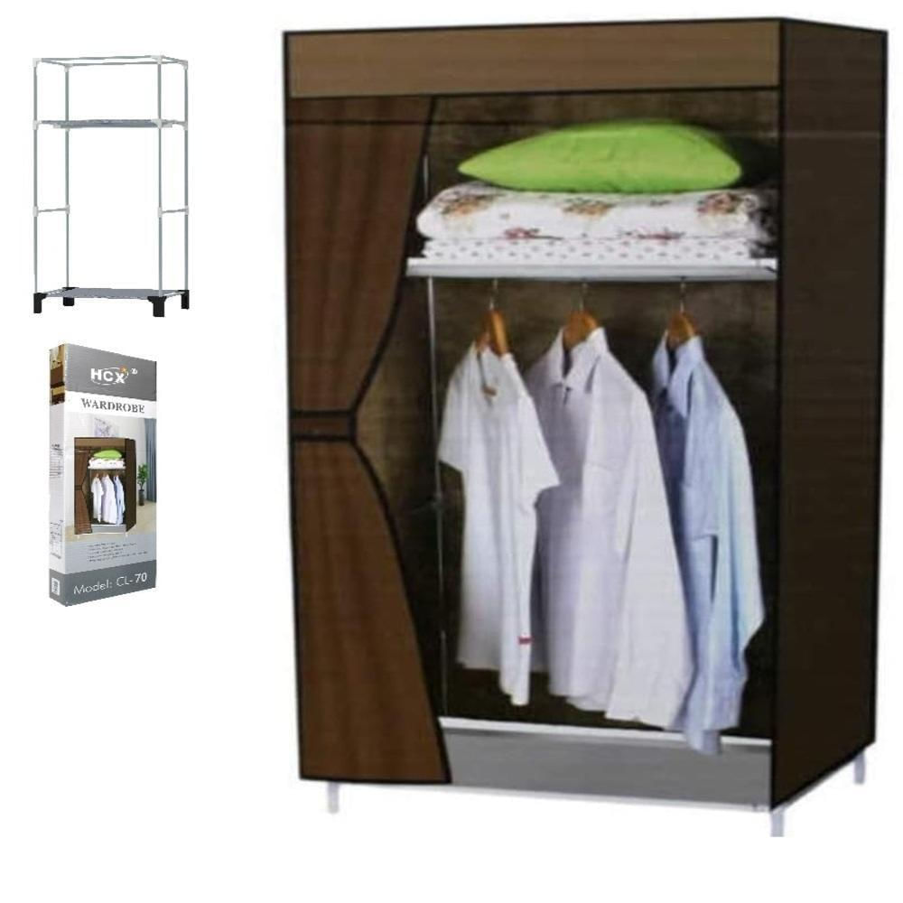 Guarda Roupa Portatil Armario Arara Roupas Organizador Cabideiro Prateleiras Organizador Compacto Cor:cinza