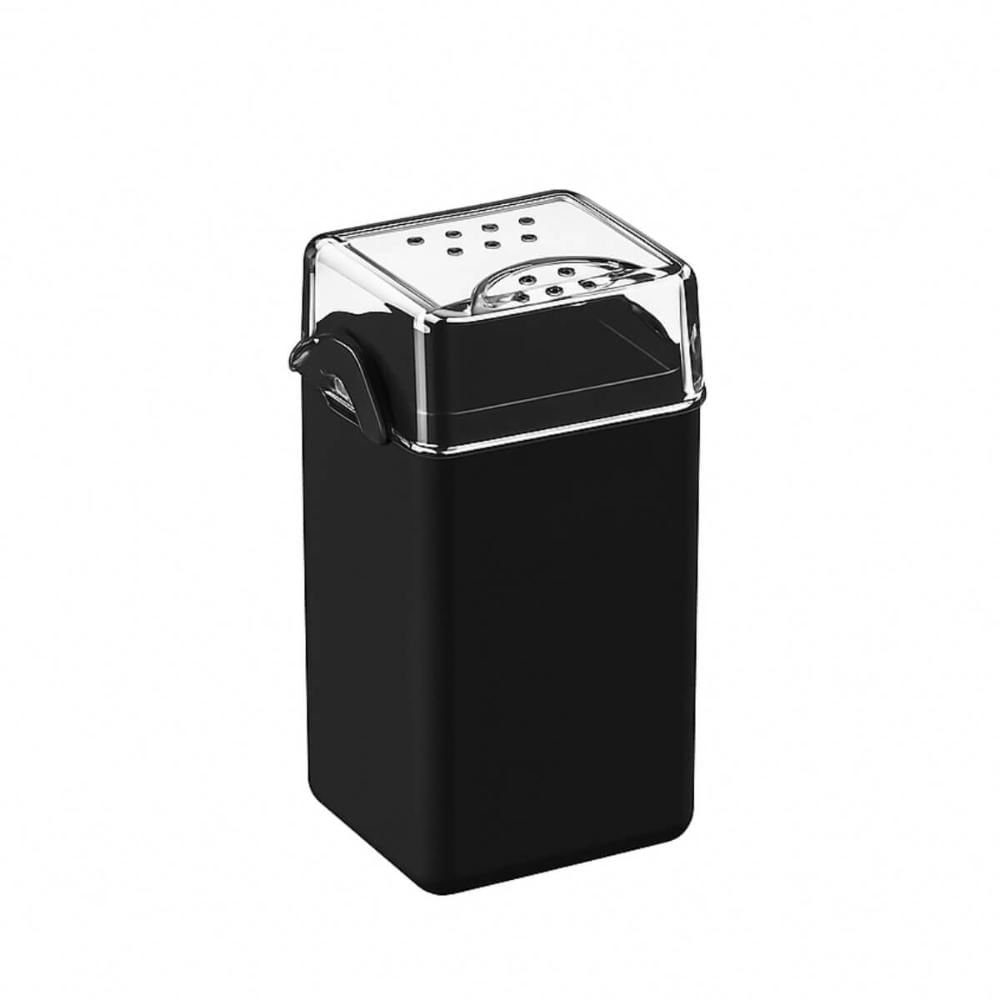 Saleiro Pimenteiro 70ml Preto Porta Tempero 5x4x8cm Plástico Coza Dispenser de Mesa