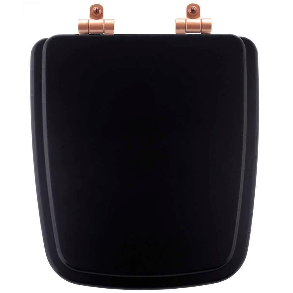 Tampa De Vaso Poliéster Com Amortecedor Boss Matte Black (preto Fosco) Para Bacia Incepa Com Ferragem Rose Gold
