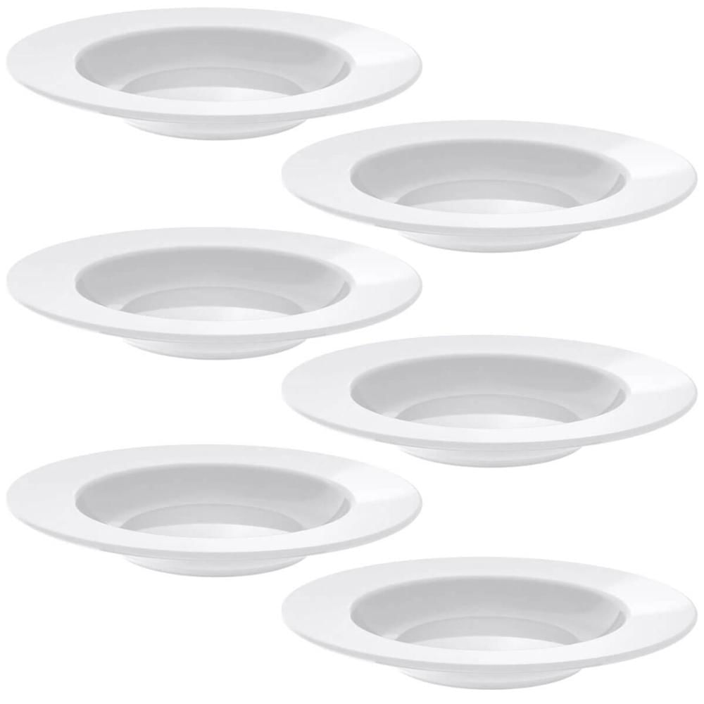 Jogo 6 Pratos Fundos Tramontina Porcelana 23cm Aba Larga Branco Maria Augusta