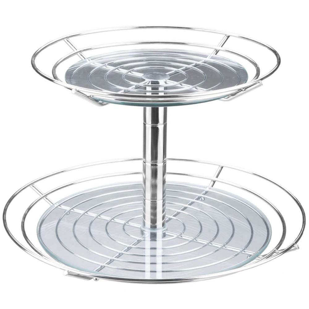 Fruteira Dupla de Mesa Bancada Aramada com Vidro Redonda Masutti 2 Andares Suporte para Frutas