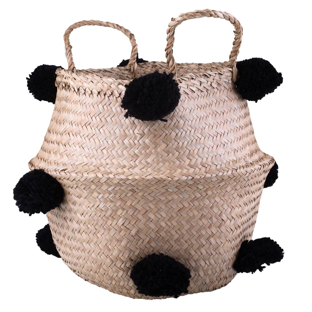 Cesto Decorativo Redondo com Alça Cazza Coconut 40x28cm
