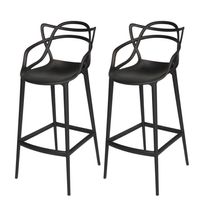 Conjunto 2 Banqueta Allegra Alta Master Empilhavel Resistente Preta Cozinha Americana Balcão Polipropileno