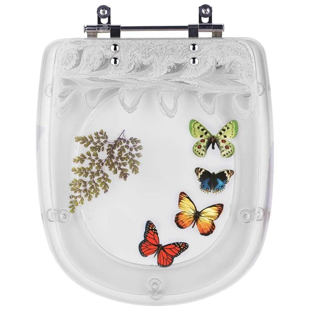 Tampa De Vaso Poliéster Decorada Borboleta Carrara Branco Para Louça Deca