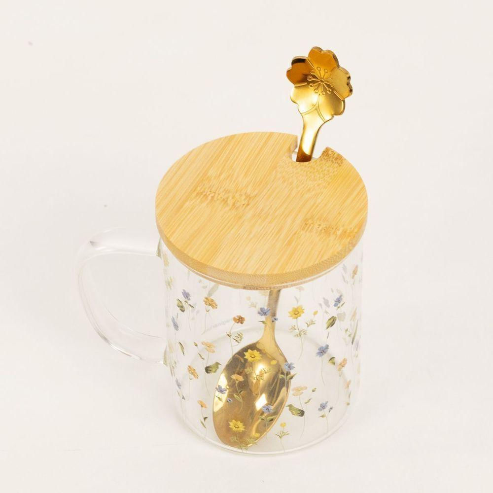 Caneca Com Tampa E Colher Botânica