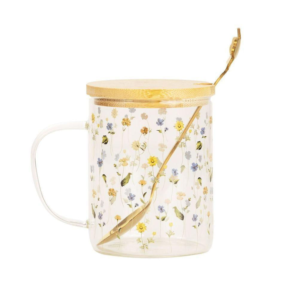 Caneca Com Tampa E Colher Botânica