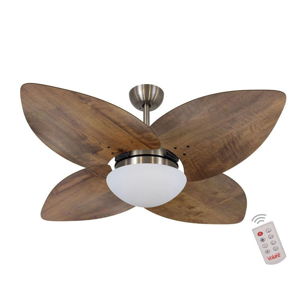 Ventilador De Teto Bronze 4 Pás Rádica Imbuia 220V