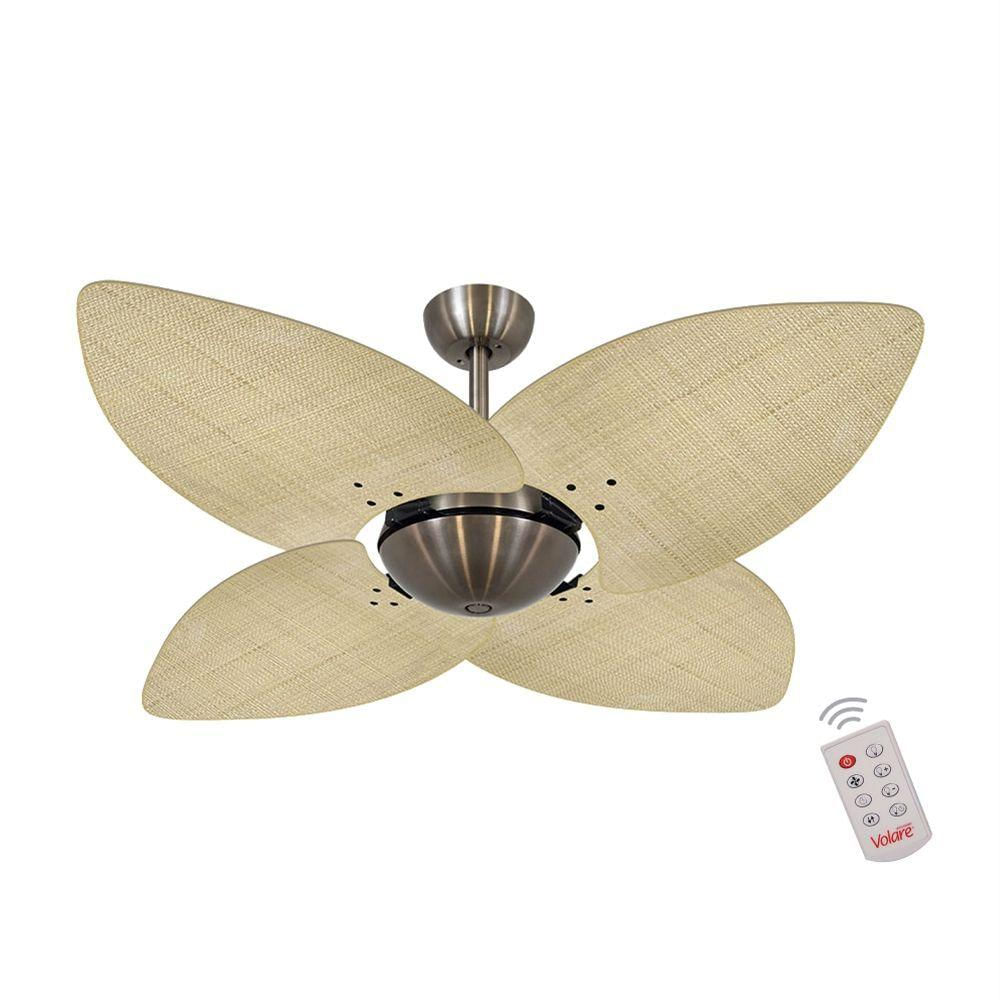 Ventilador De Teto Bronze 4 Pás Palmae Natural 220V