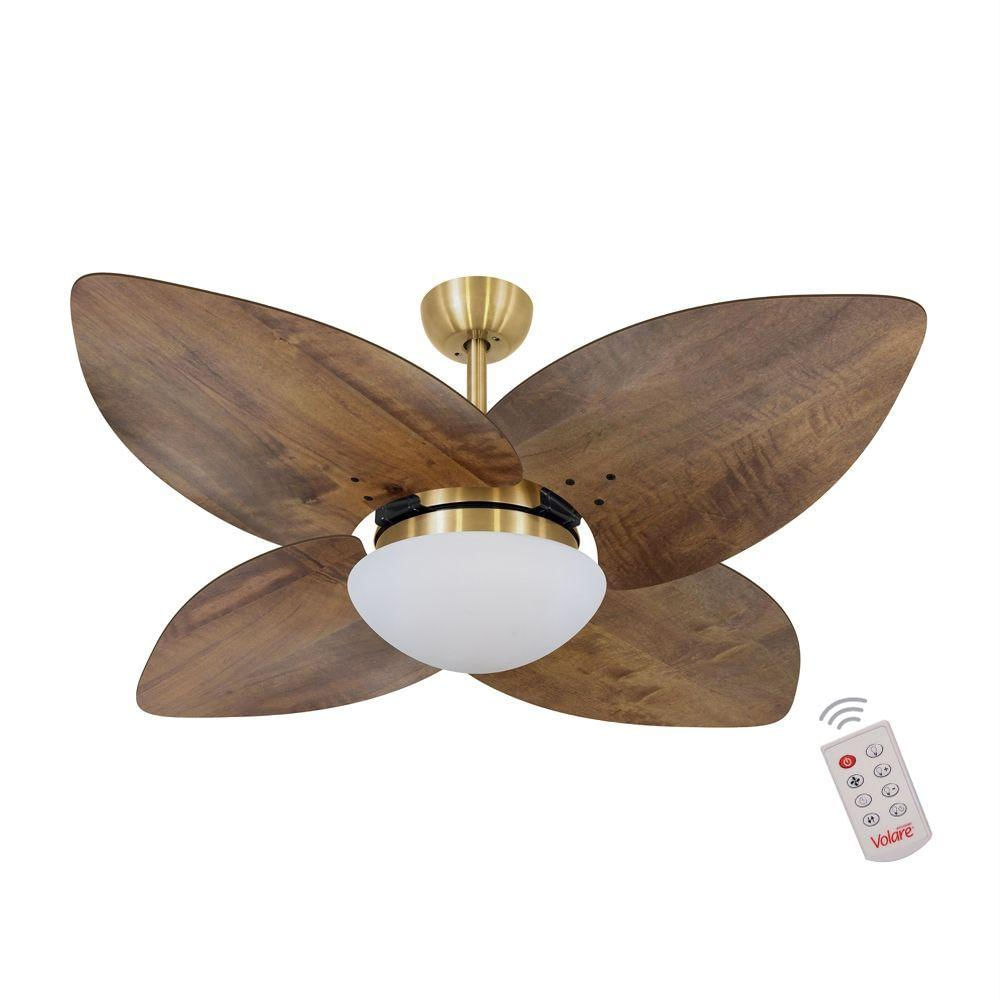 Ventilador De Teto Dourado 4 Pás Rádica 127v C/ Controle