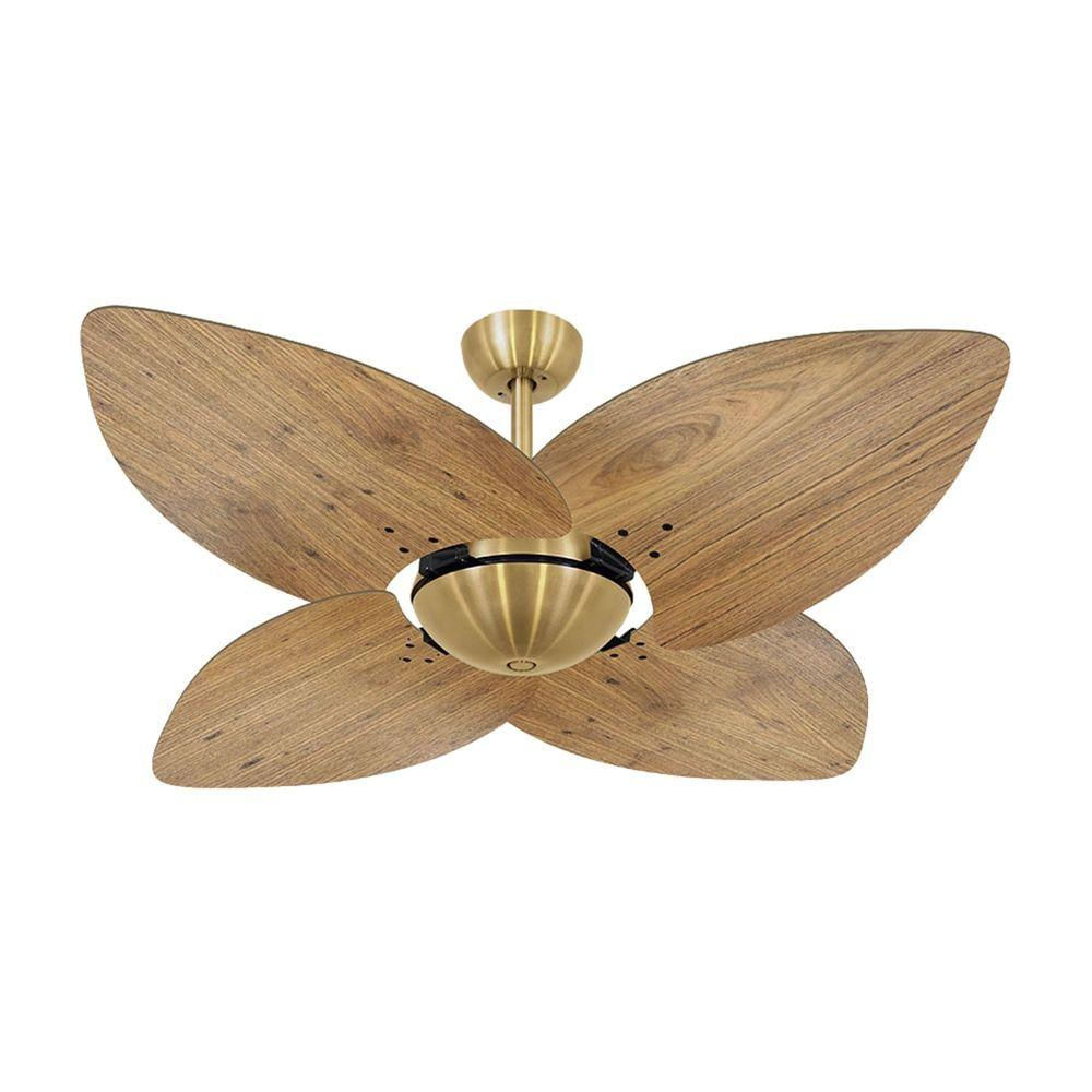 Ventilador De Teto Dourado Office 4 Pás Rádica Freijó 127v