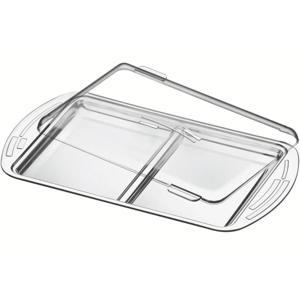 Porta Frios Tramontina Ciclo em Aço Inox com Tampa de Plástico com Divisória Queijos e Presunto