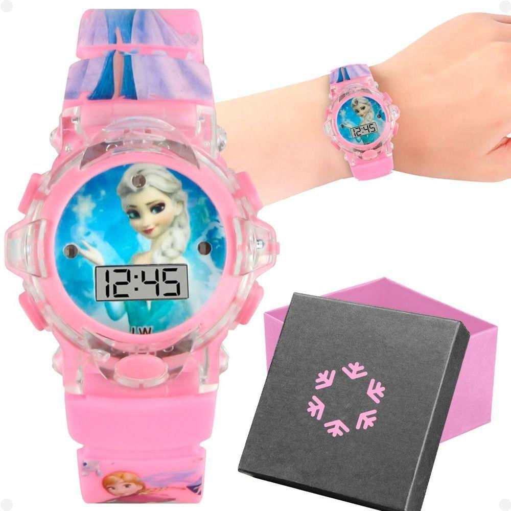 Relogio Digital Infantil Led Silicone Rosa Princesa