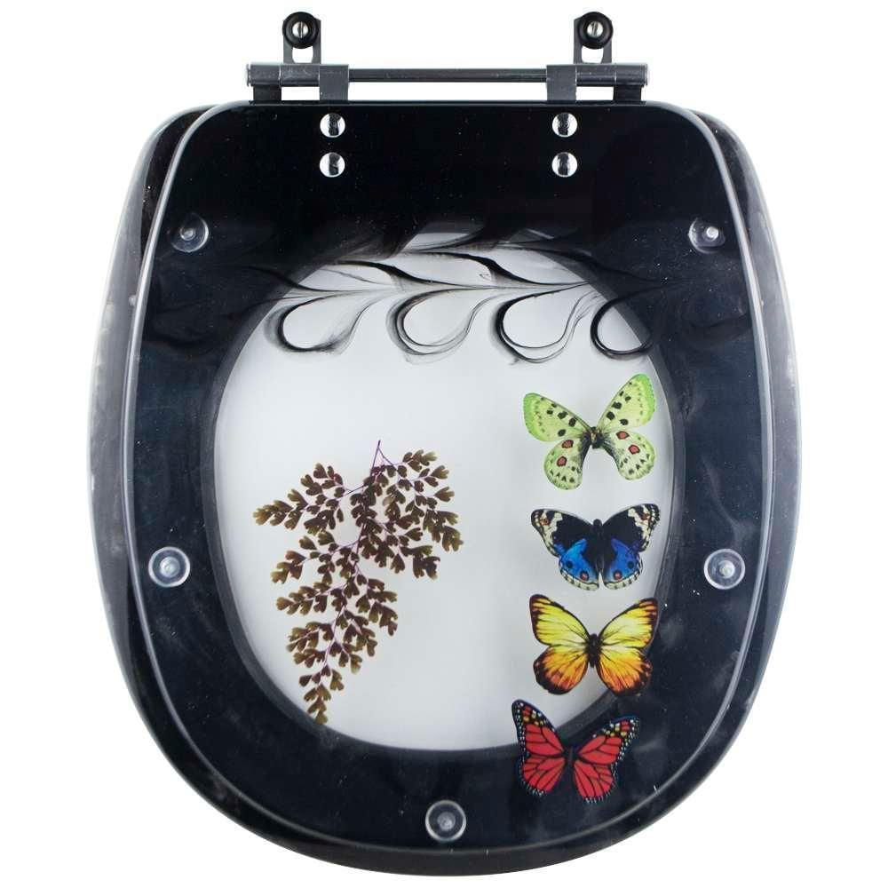 Tampa De Vaso Poliéster Decorada Borboleta Aspen Preto Para Louça Deca