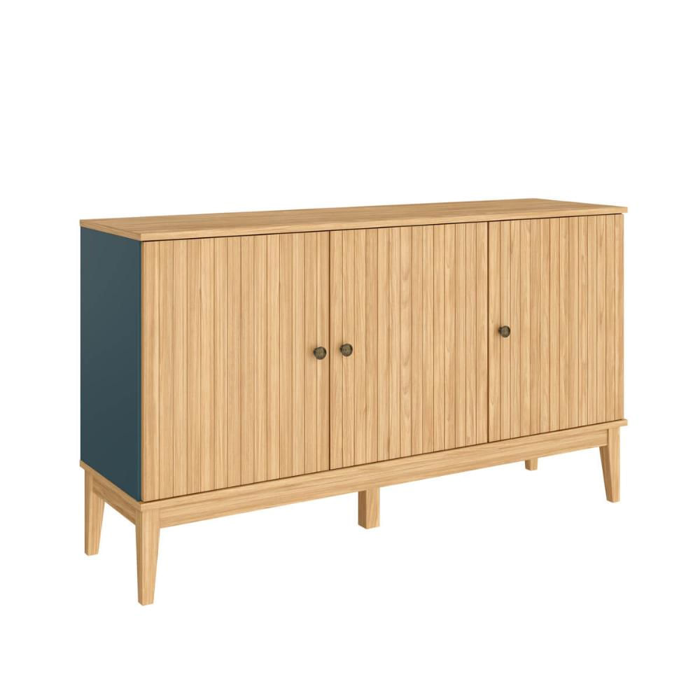 Buffet Aparador com 3 Portas Mel Petroleo MDP 134X38X77cm MB 1061 Movelbento