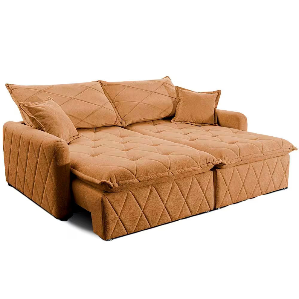 Sofá 3 lugares Cama inBox Sublime com Assento Retrátil e Encosto Reclinável em Boucle