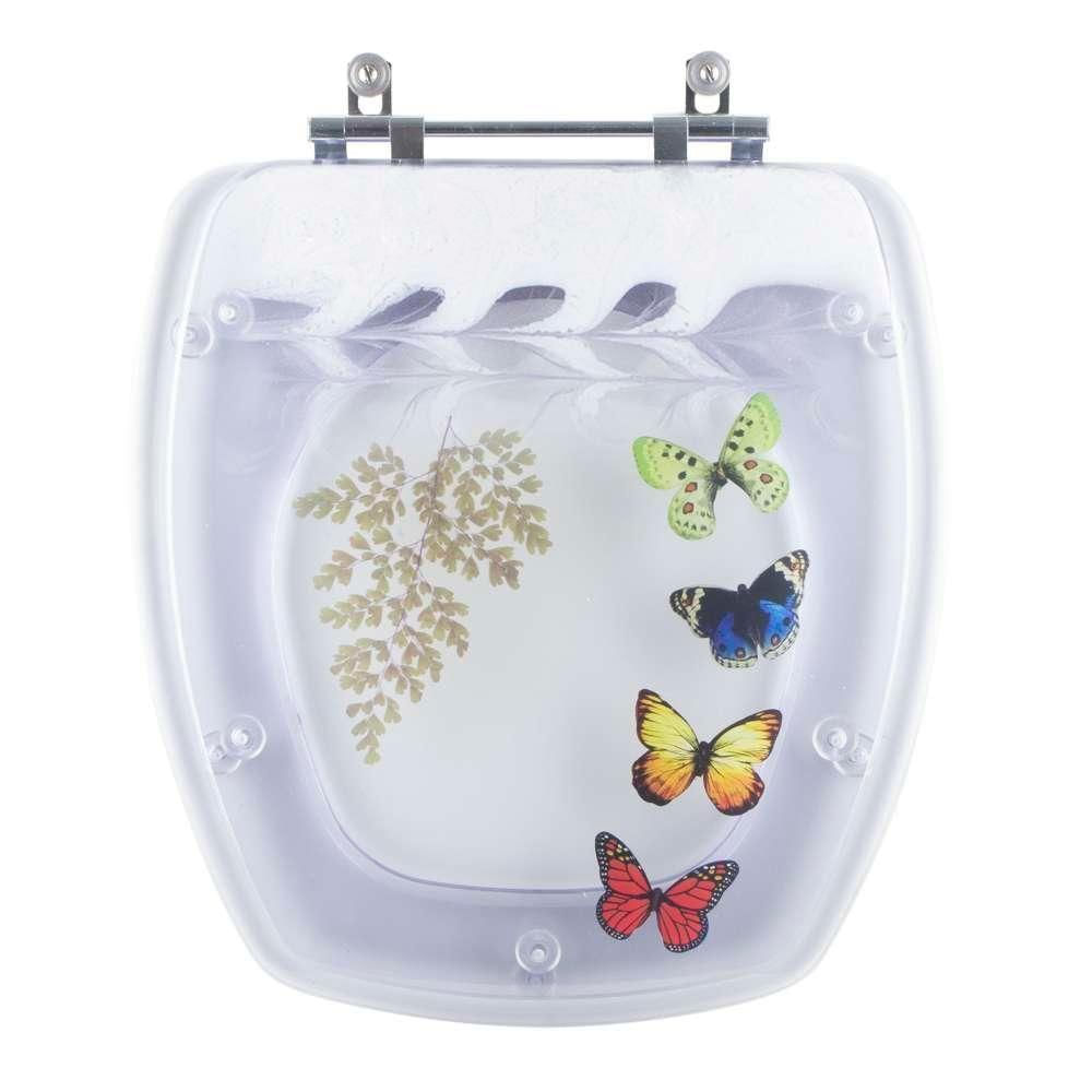 Tampa De Vaso Poliéster Decorada Borboleta City Branco Para Louça Celite
