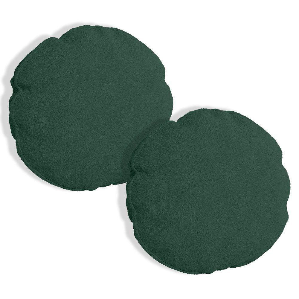 Kit 2 Almofadas Bolacha Redonda Cookie Veludo Verde Escuro