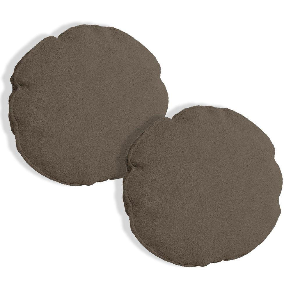 Kit 2 Almofadas Bolacha Redonda Cookie Boucle Marrom