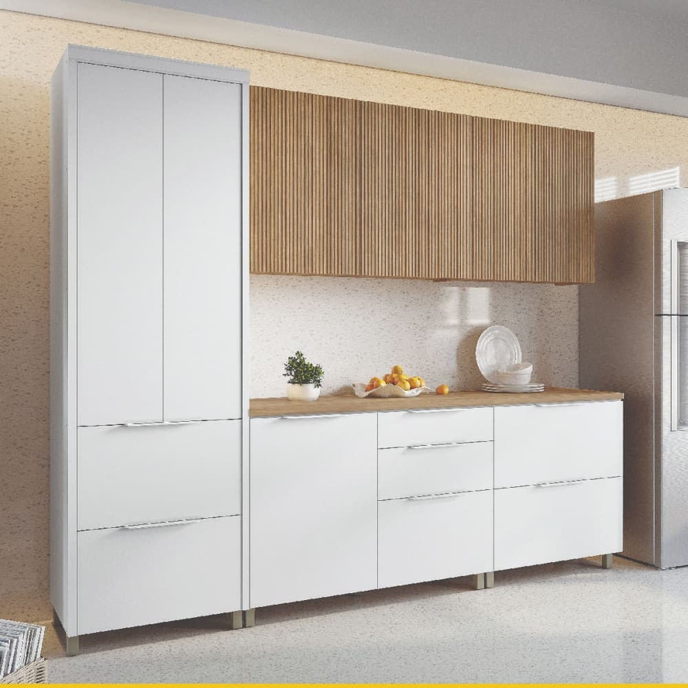 Cozinha Completa em MDF Nesher Paris Ripada 270 cm
