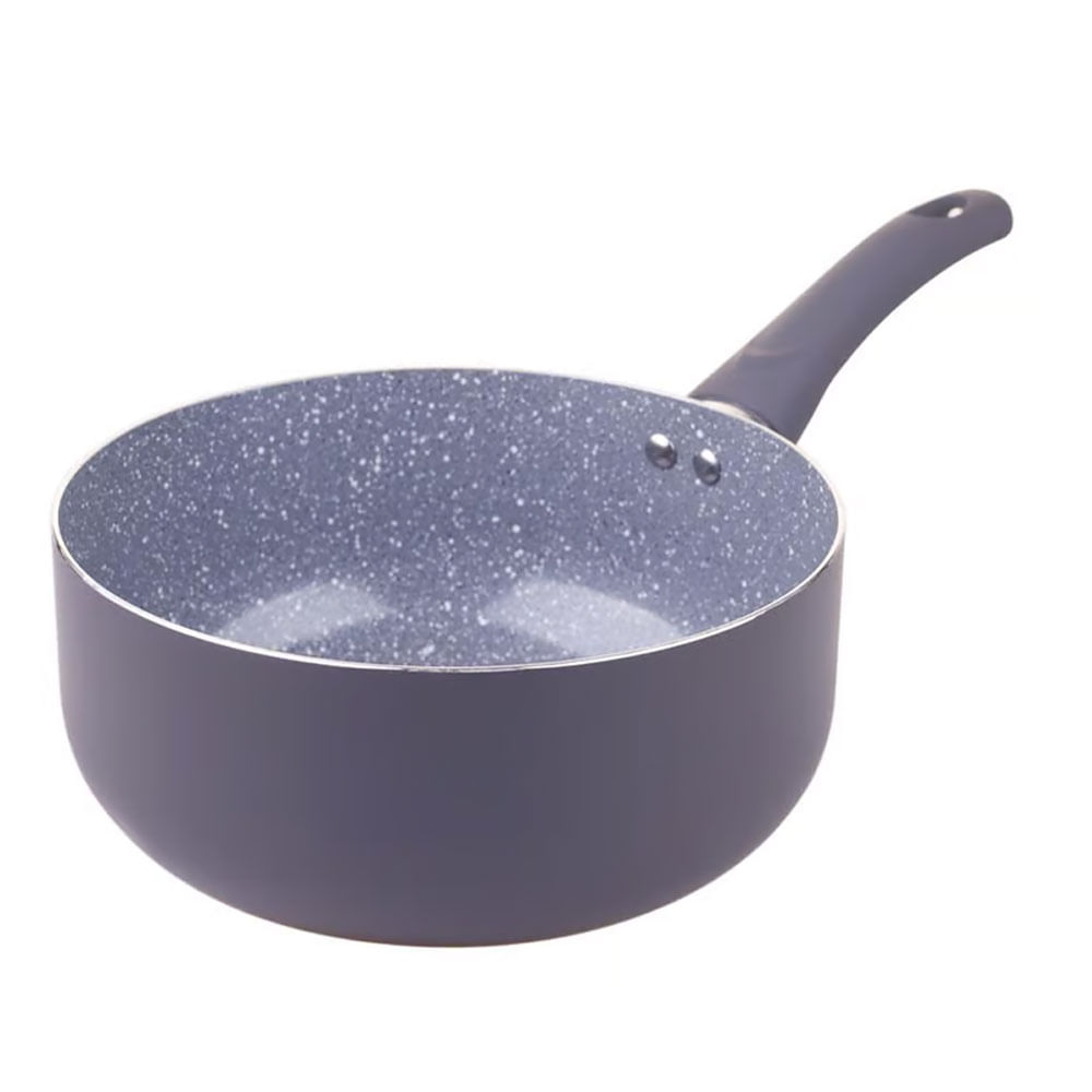 Panela Cerâmica Cazza com Tampa de Vidro Cinza 20cm