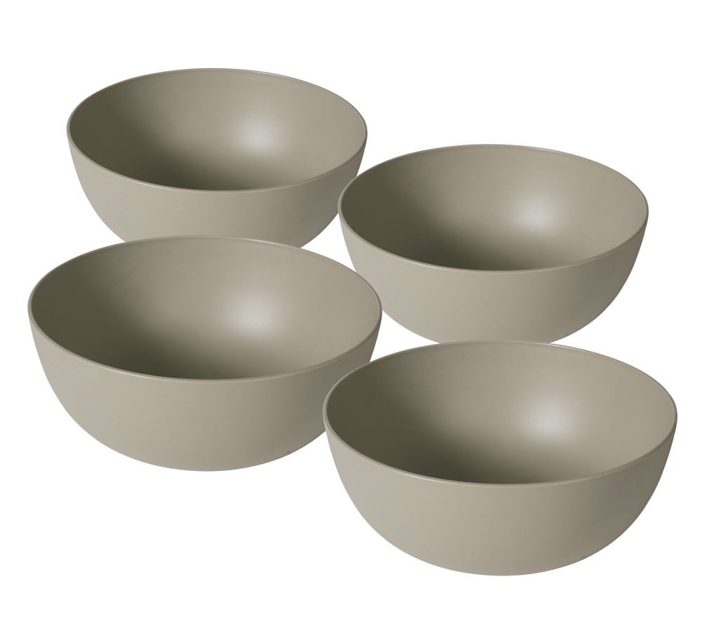 Conjunto de Bowls de Plástico São Bernardo 4 Peças Cinza 1.100ml