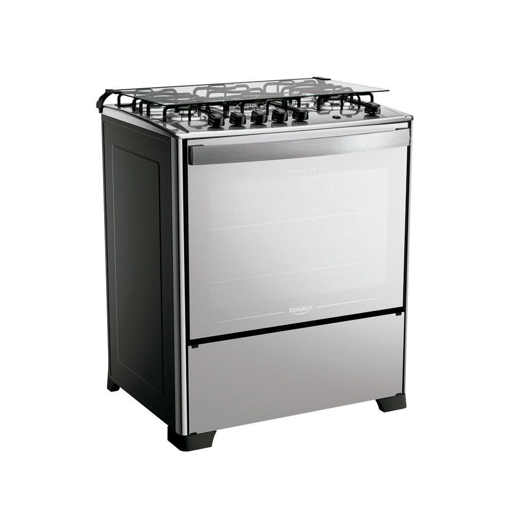 Fogão Dako Magister 5 Bocas Style Mesa De Inox A Gás Espelhado Bivolt