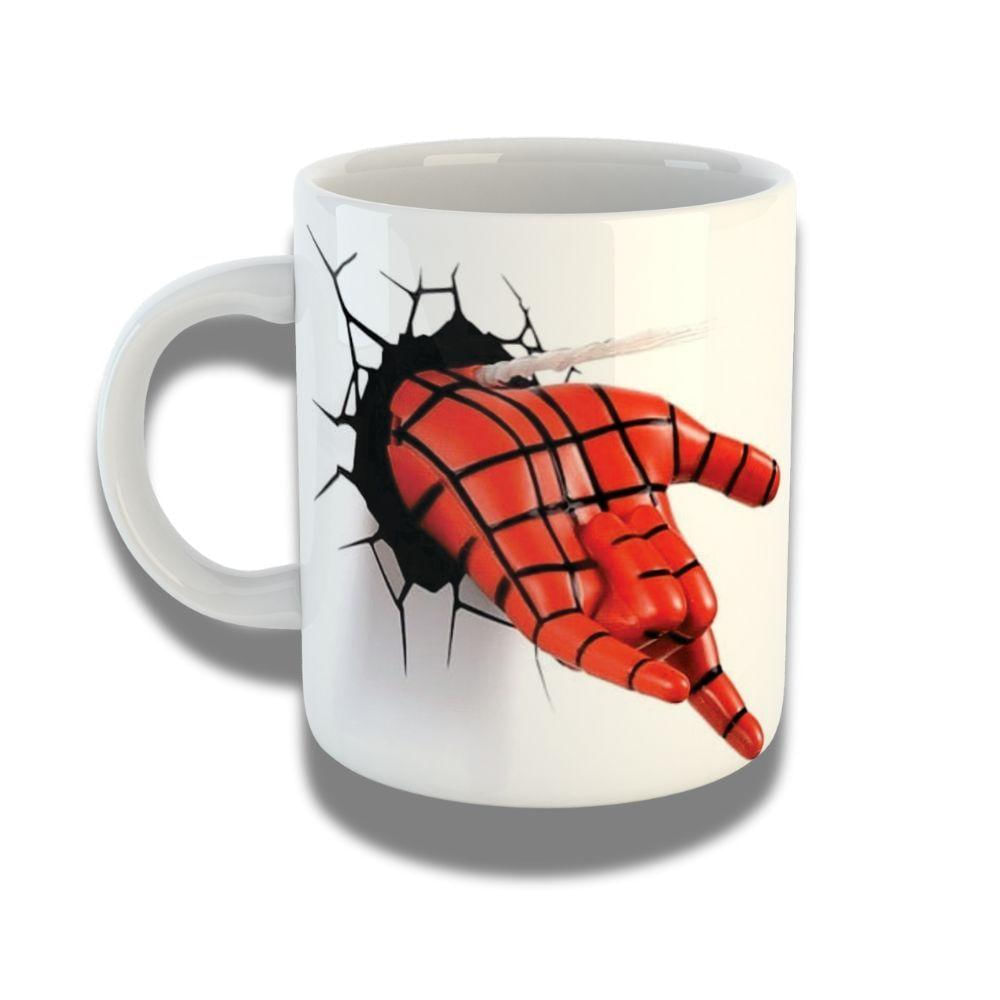 Caneca De Porcelana 325ml Com Design 3d Exclusivo Mão Homem Aranha