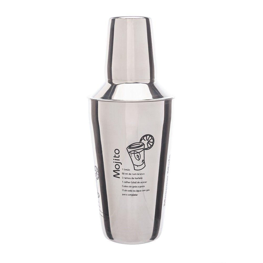 Coqueteleira De Aço Inox Com Receitas 500ml 2819 - Lyor