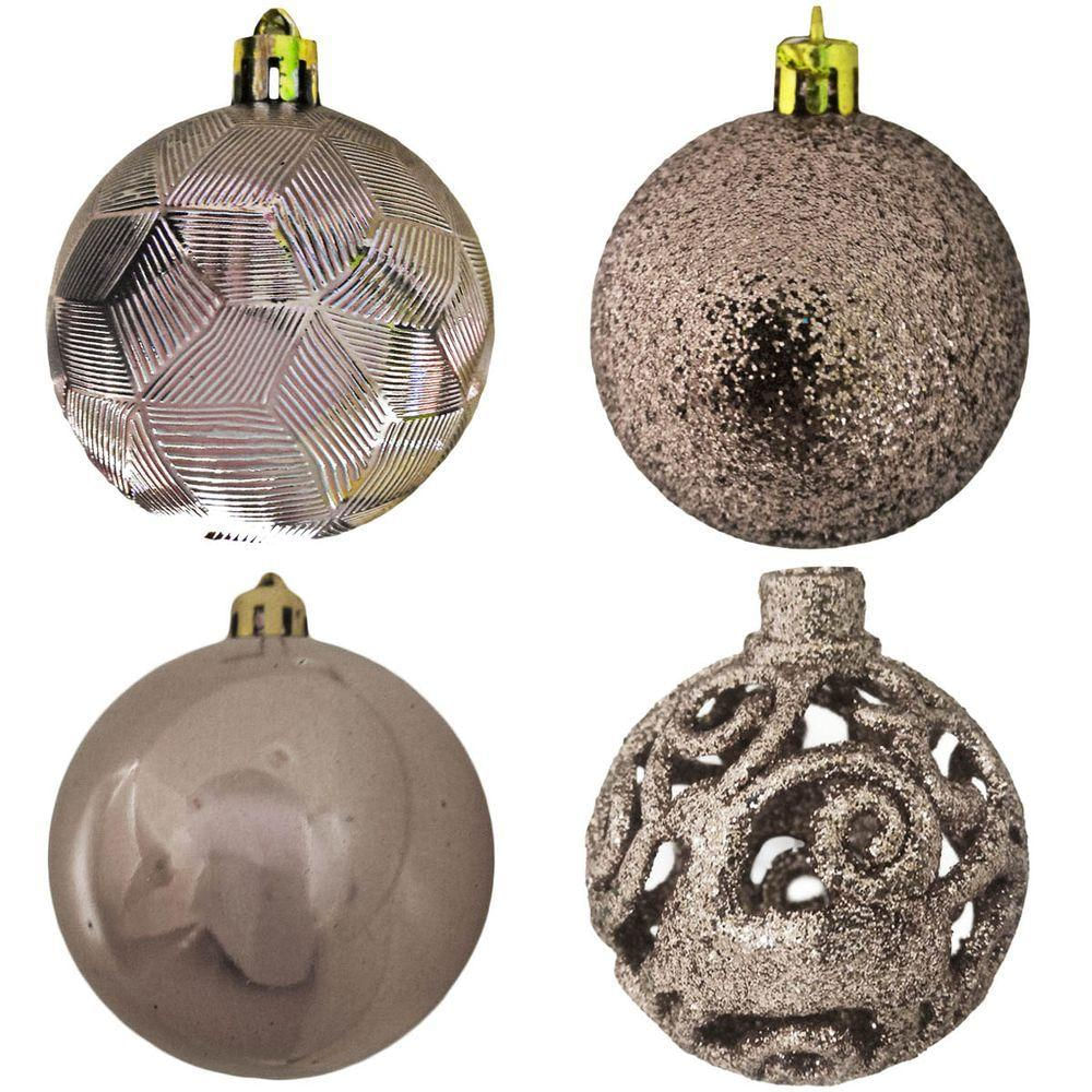 Bola De Natal Rose Gold Misto 6cm - 9 Unidades