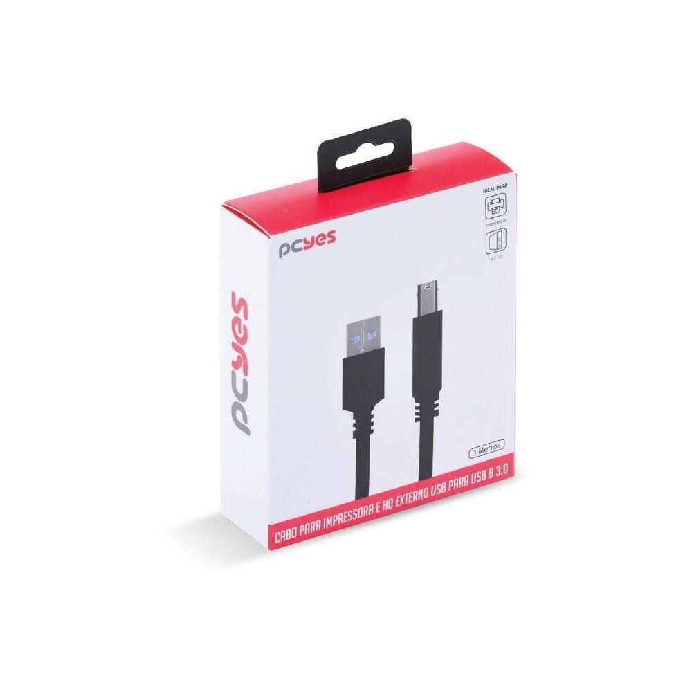 Cabo P- Impressora E Hd Externo Usb A 3.0 P- Usb B 3.0 3m -