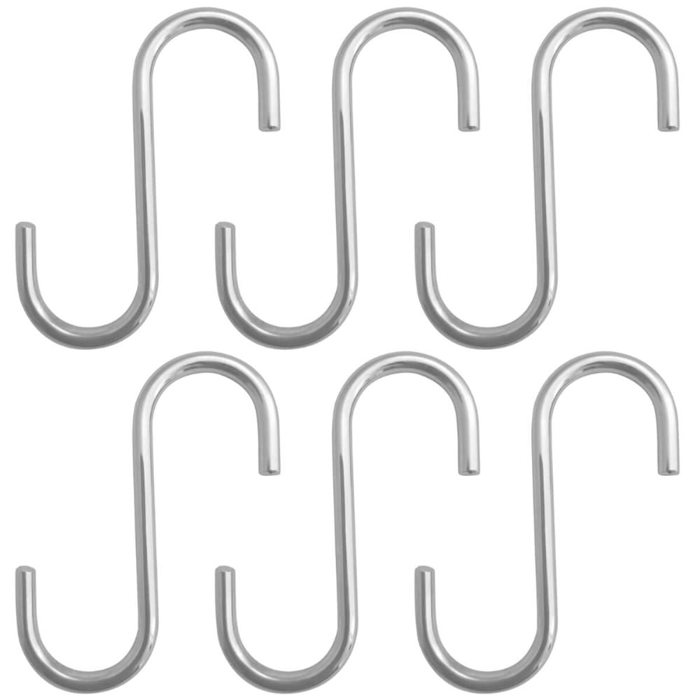 Kit 6 Ganchos Tipo S Multiuso Cromado 2cm Schimitt para Barra de Utensílios Toalha