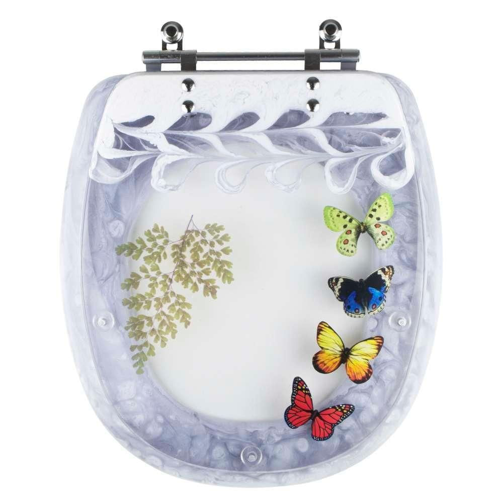 Tampa De Vaso Poliéster Decorada Borboletas Aspen Branco Para Louça Deca