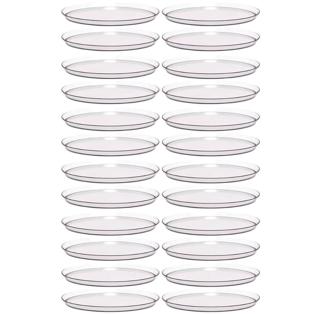 24 Bandejas Redonda 28cm Glassy Crippa Transparente Servir Restaurante Bar Lanchonete