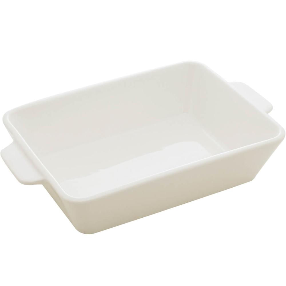Assadeira de Porcelana com Alça Branca 1,5L Refratário Grande Servir Mesa Posta Lyor