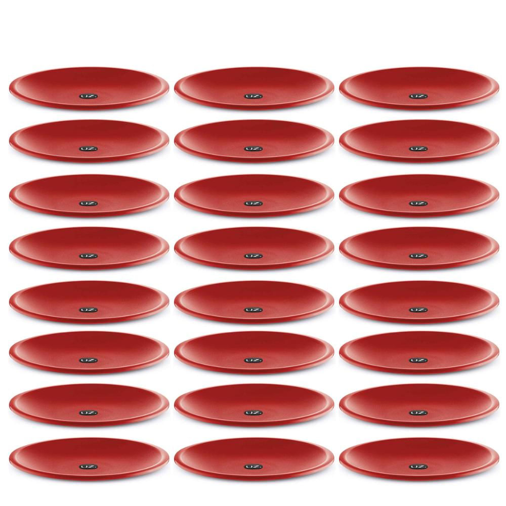 Kit 24 Pratos Plásticos 26cm Rasos Redondos Vermelhos UZ Refeição Resistentes