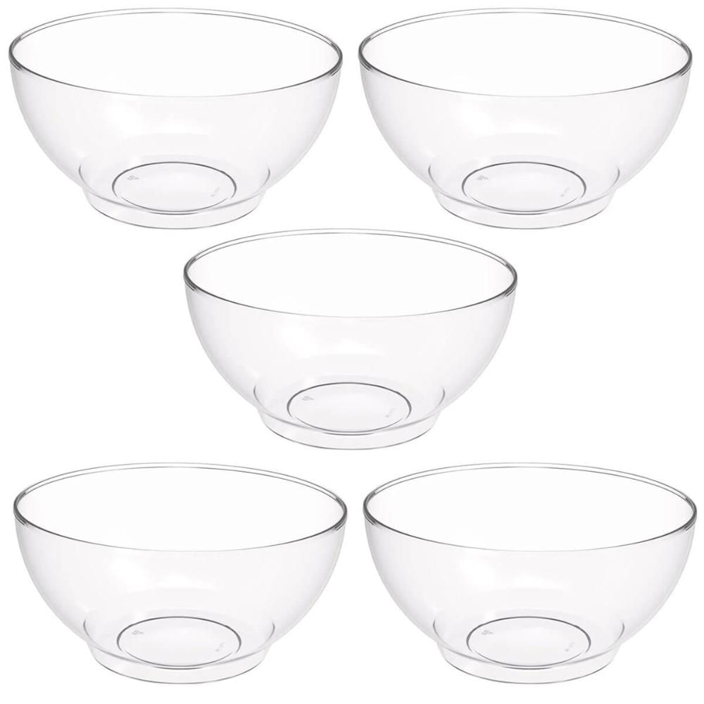 Conjunto 5 Tigelas Plásticas Redondas 3,1L para Salada Sobremesa Restaurante Buffet
