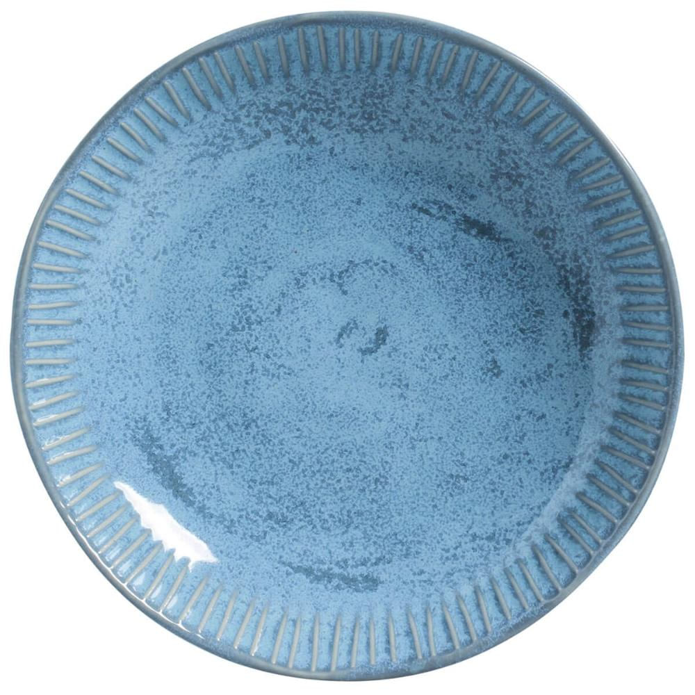 Prato Fundo 830ml Linhas Breeze 22,5cm Cerâmica Azul Porto Brasil Sopa Jantar Mesa Posta
