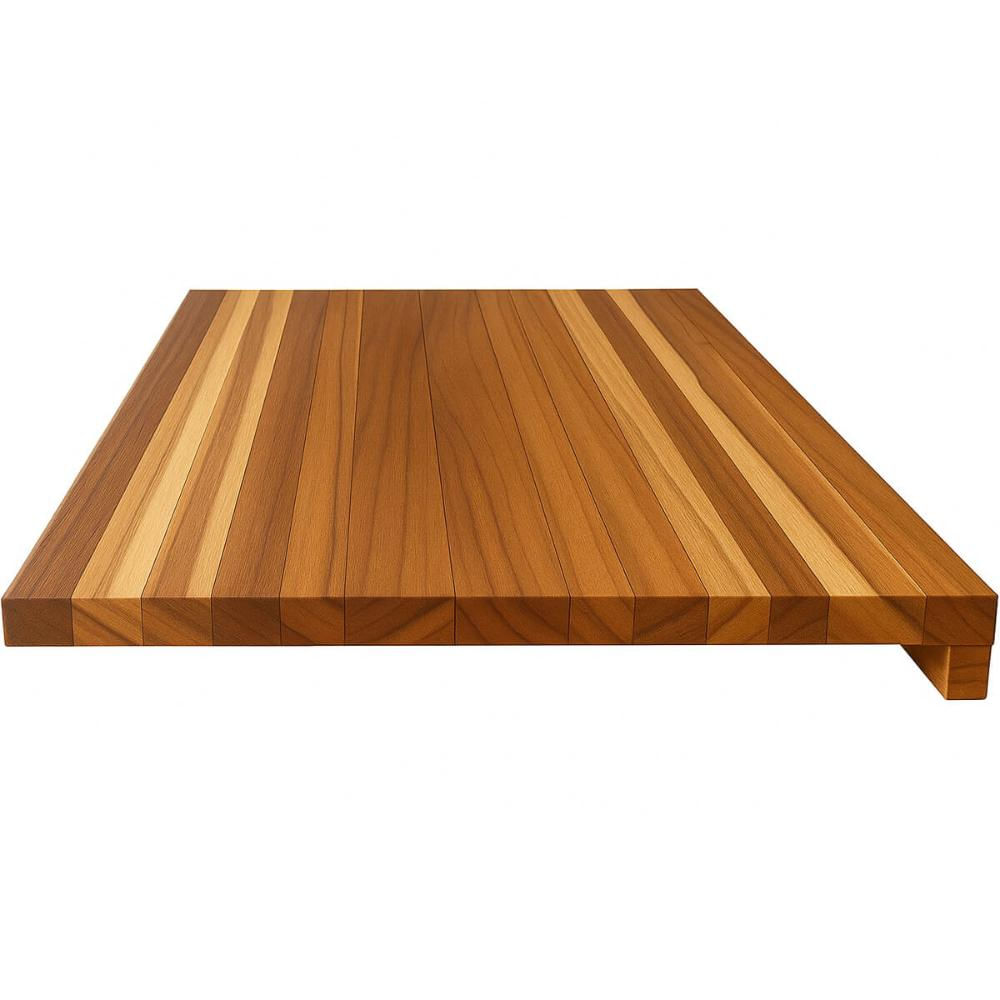 Tábua de Corte 35cm com Encaixe L Madeira Teca Prancha de Carne Mesa Bancada Cozinha