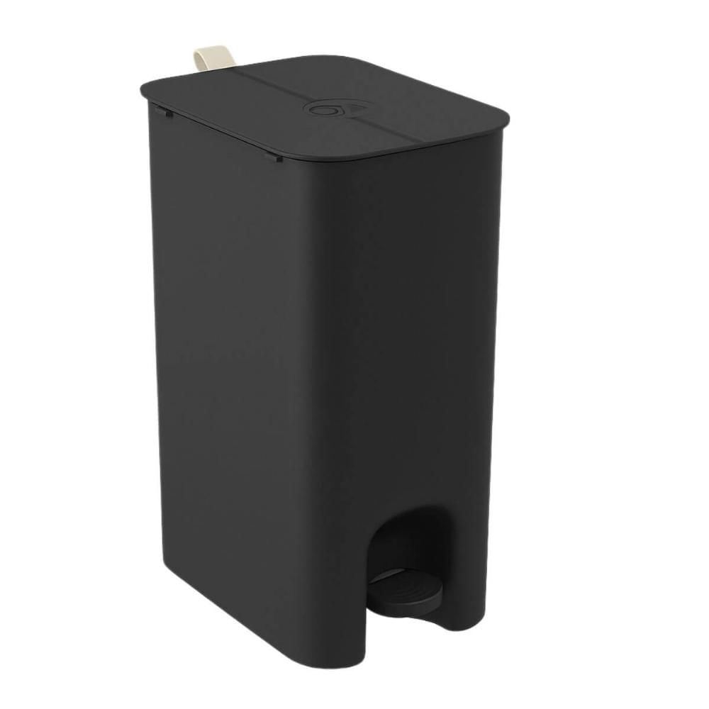 Lixeira 20L com Pedal Tampa Borboleta Banheiro Preto Coza Abertura Dupla Alça