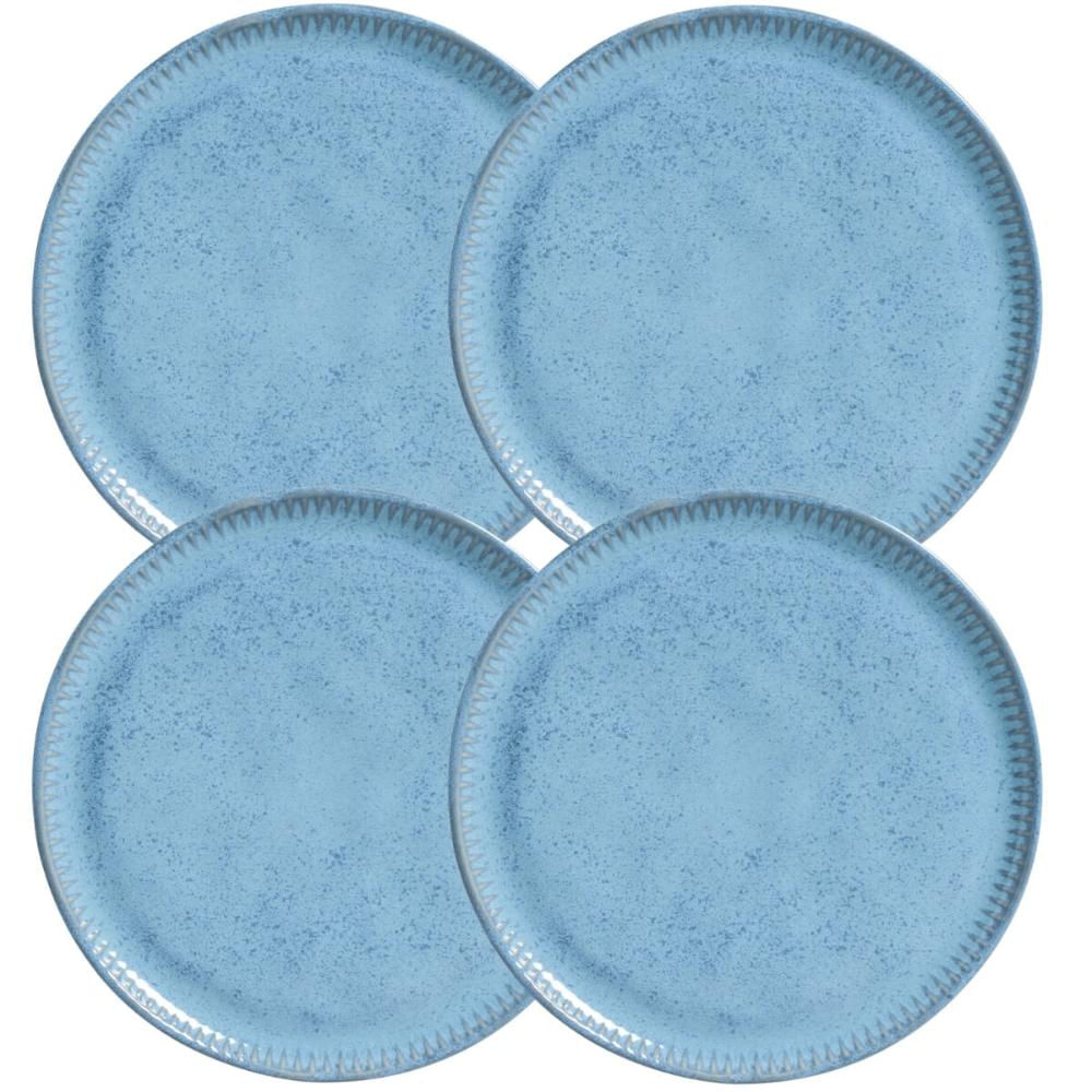 Jogo 4 Pratos para Sobremesa Linhas Breeza Cerâmica 21cm Mesa Posta Porto Brasil