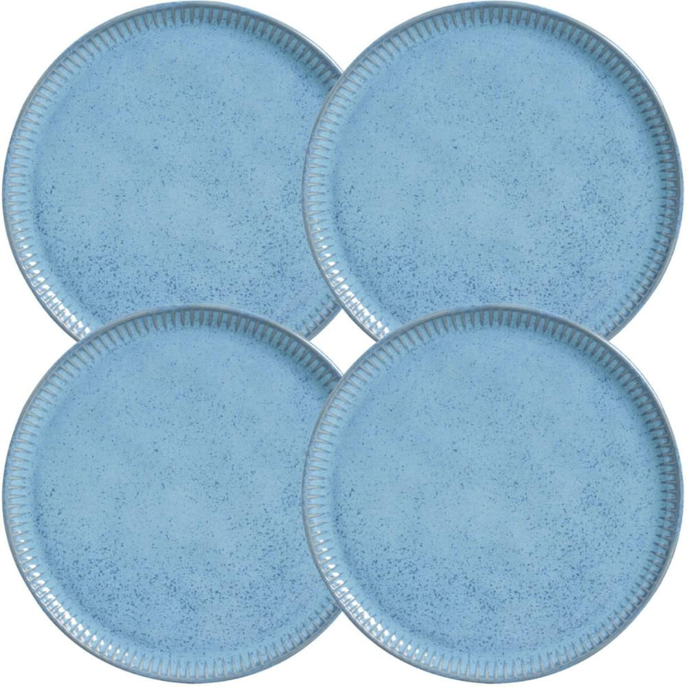 Jogo 4 Pratos Rasos Linhas Breeze 27,5cm Cerâmica Azul Porto Brasil Mesa Posta Jantar