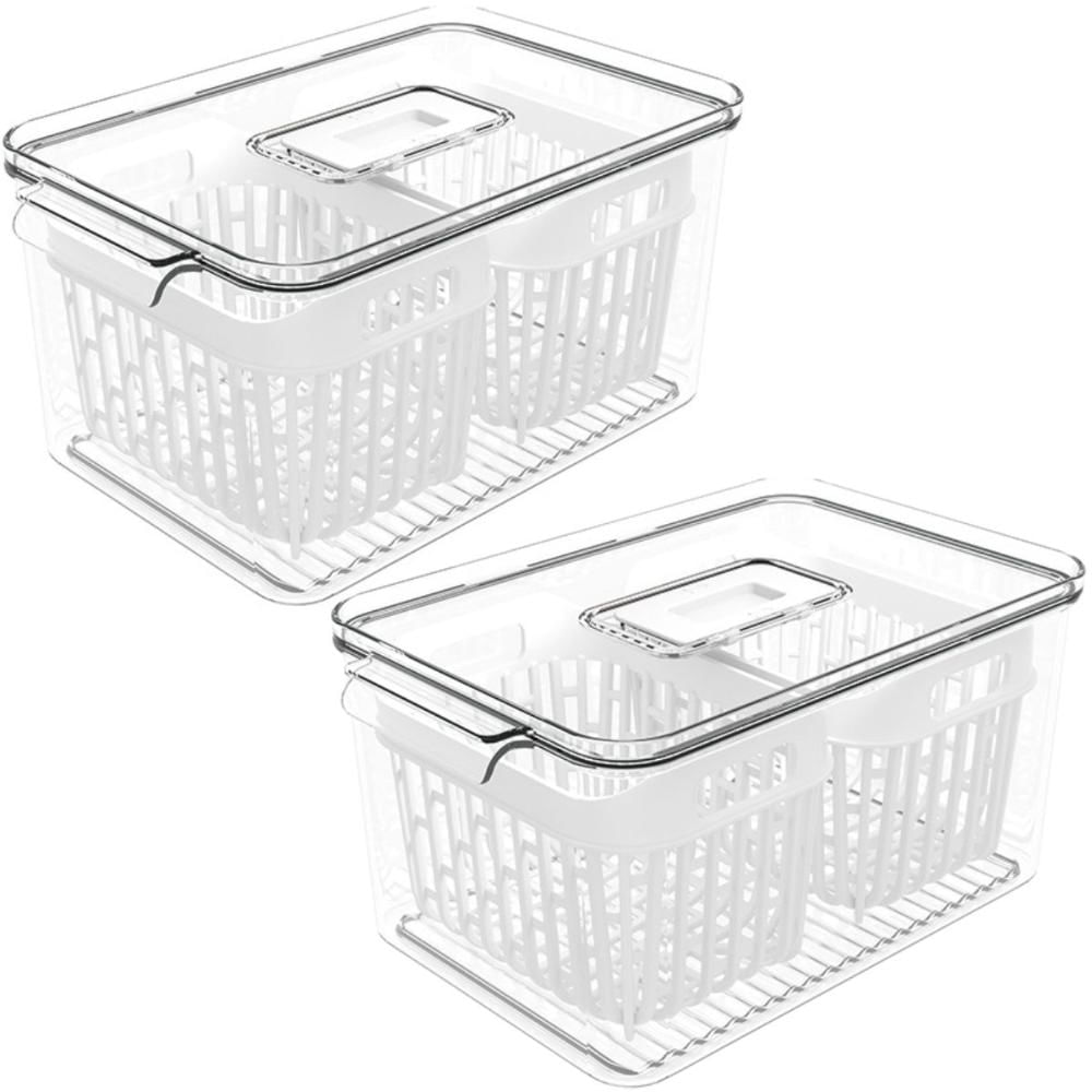 Kit 2 Organizadores de Geladeira 3,2L Cestos Escorredor Dry Multiuso Coza Pequeno