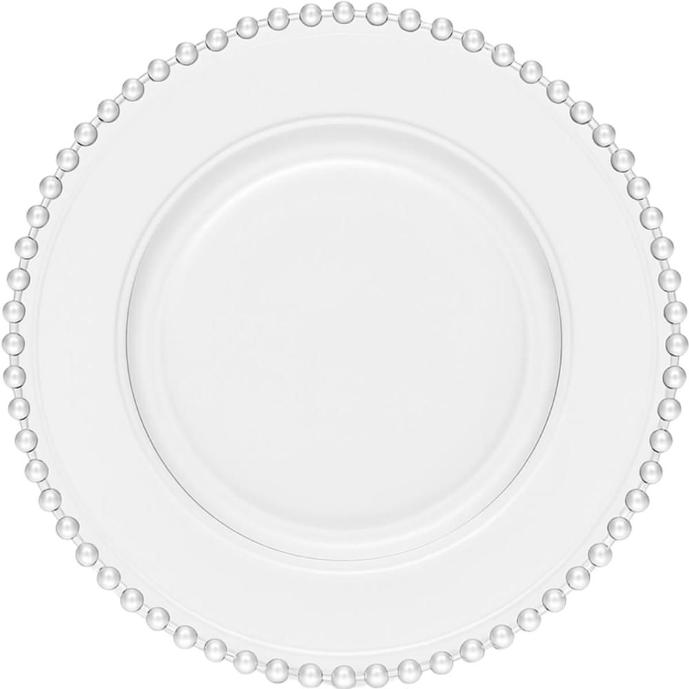 Conjunto 48 Pratos Rasos 28cm Pearl Cristal Wolff Transparente Redondos Restaurantes Mesa Posta