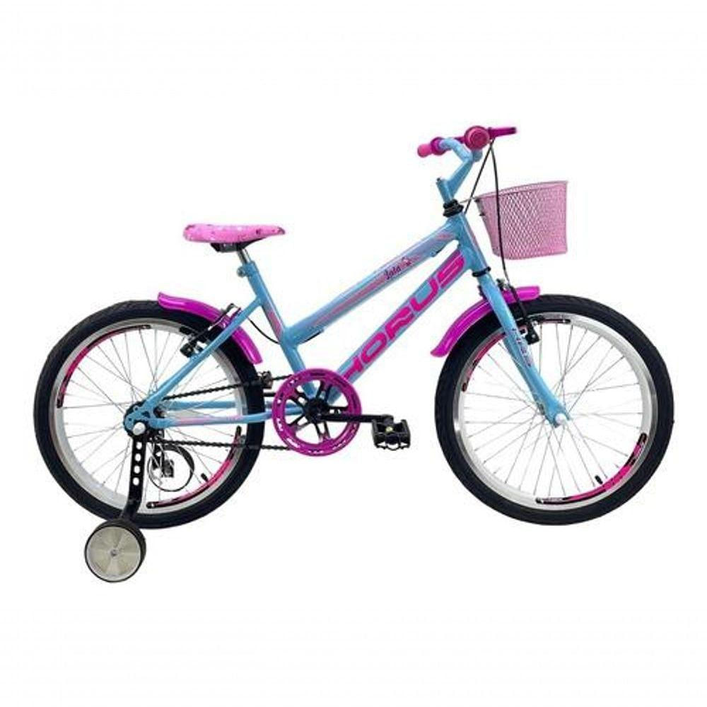 Bicicleta Infantil Aro 20 Feminina + Aro Aero + Cesta + Rod Azul-celeste
