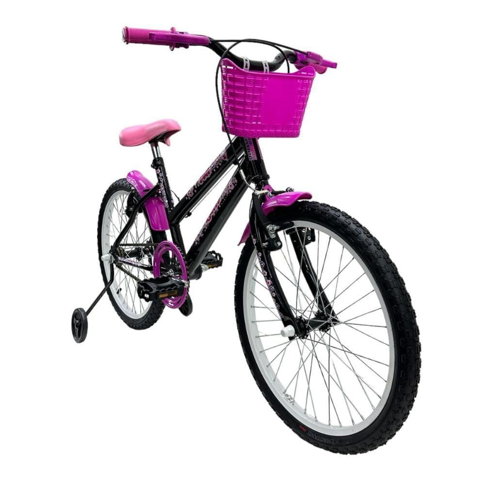 Bicicleta Aro 20 Feminina Infantil Cesta Rodinha Lateral